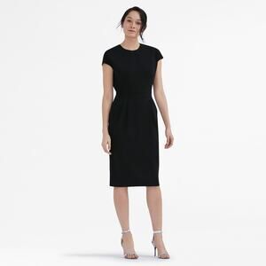 M.M. LaFleur Masha Black Short Sleeve Knee Length Crepe Sheath Dress Size 4